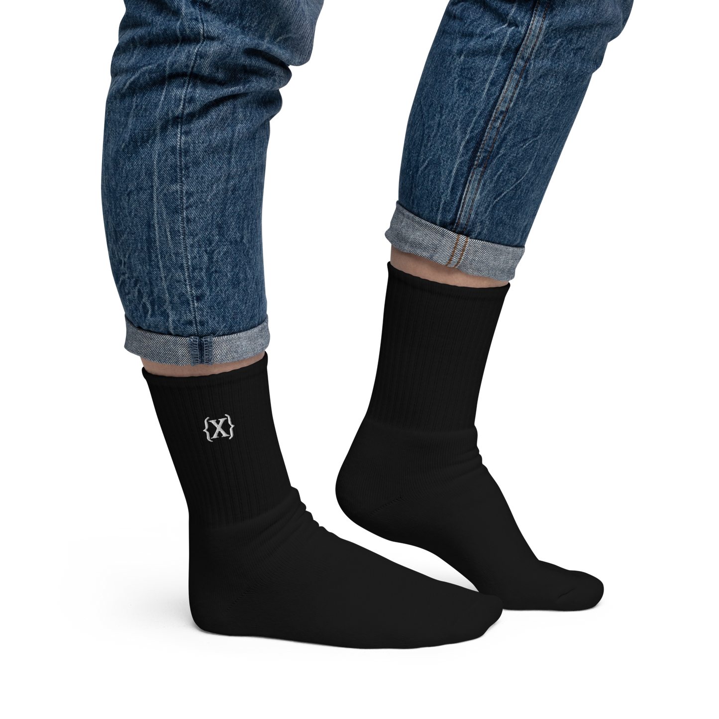 Socks - {X} Logo Embroidered Black