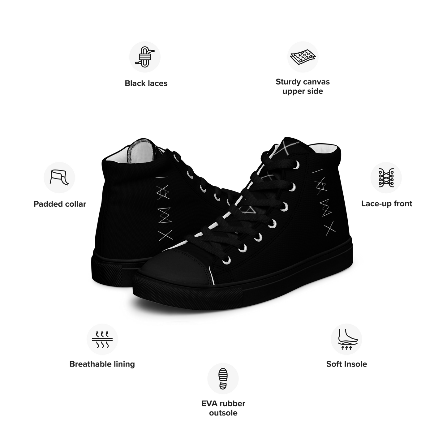 Men’s High Top Canvas Shoes Mirror Logo - Black