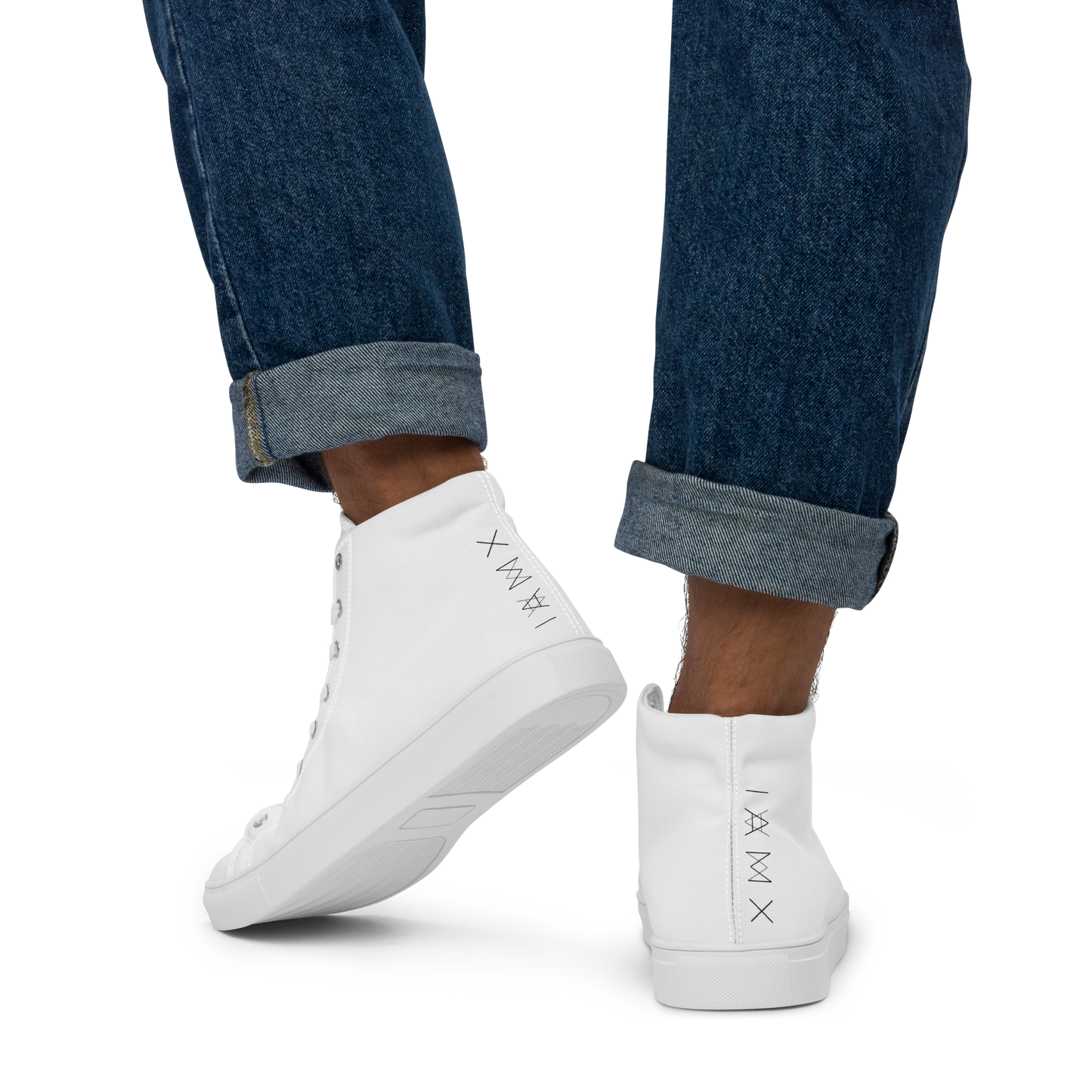 Men’s High Top Canvas Shoes - Mirror Logo - White