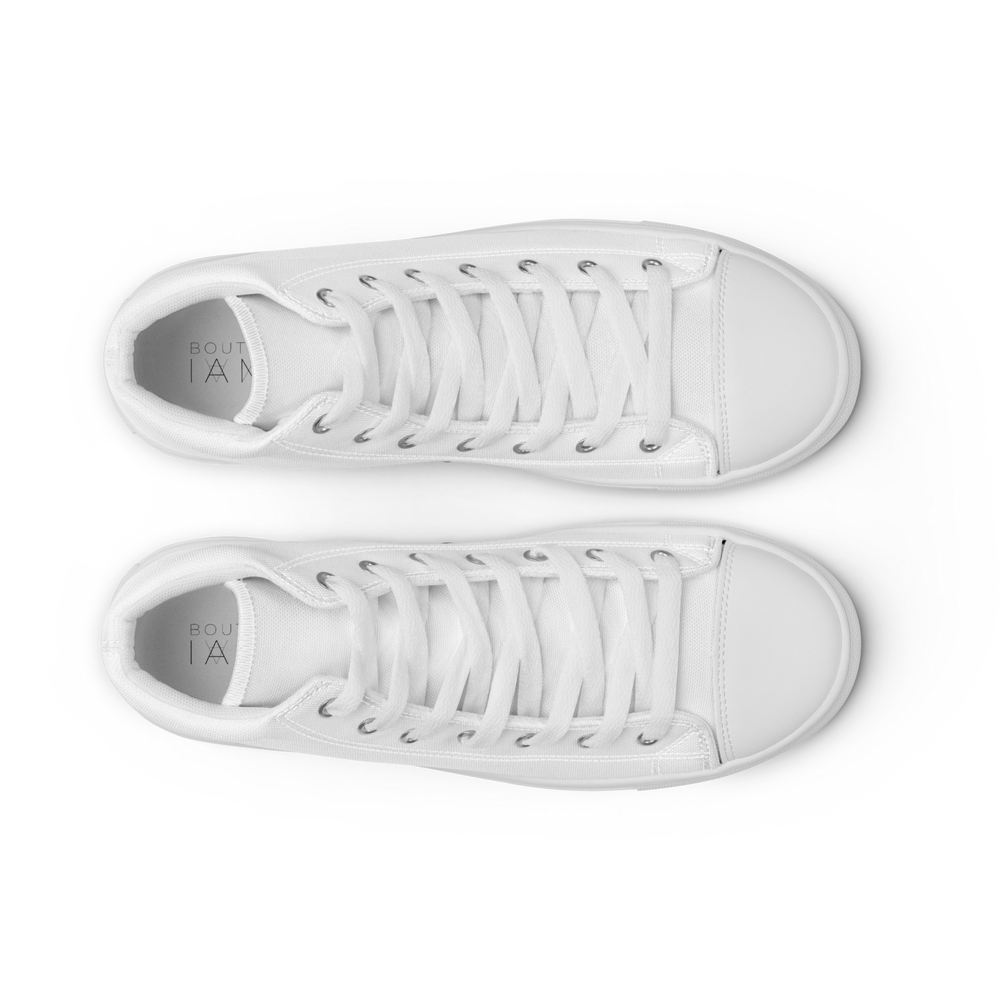 Men’s High Top Canvas Shoes - Mirror Logo - White