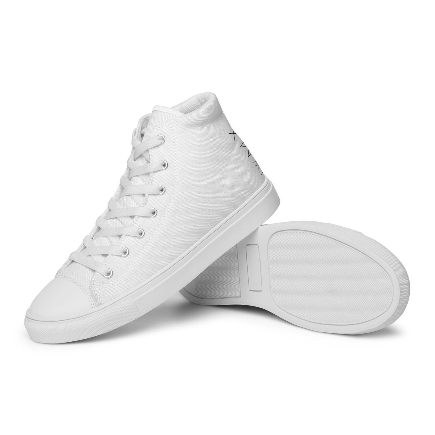 Men’s High Top Canvas Shoes - Mirror Logo - White