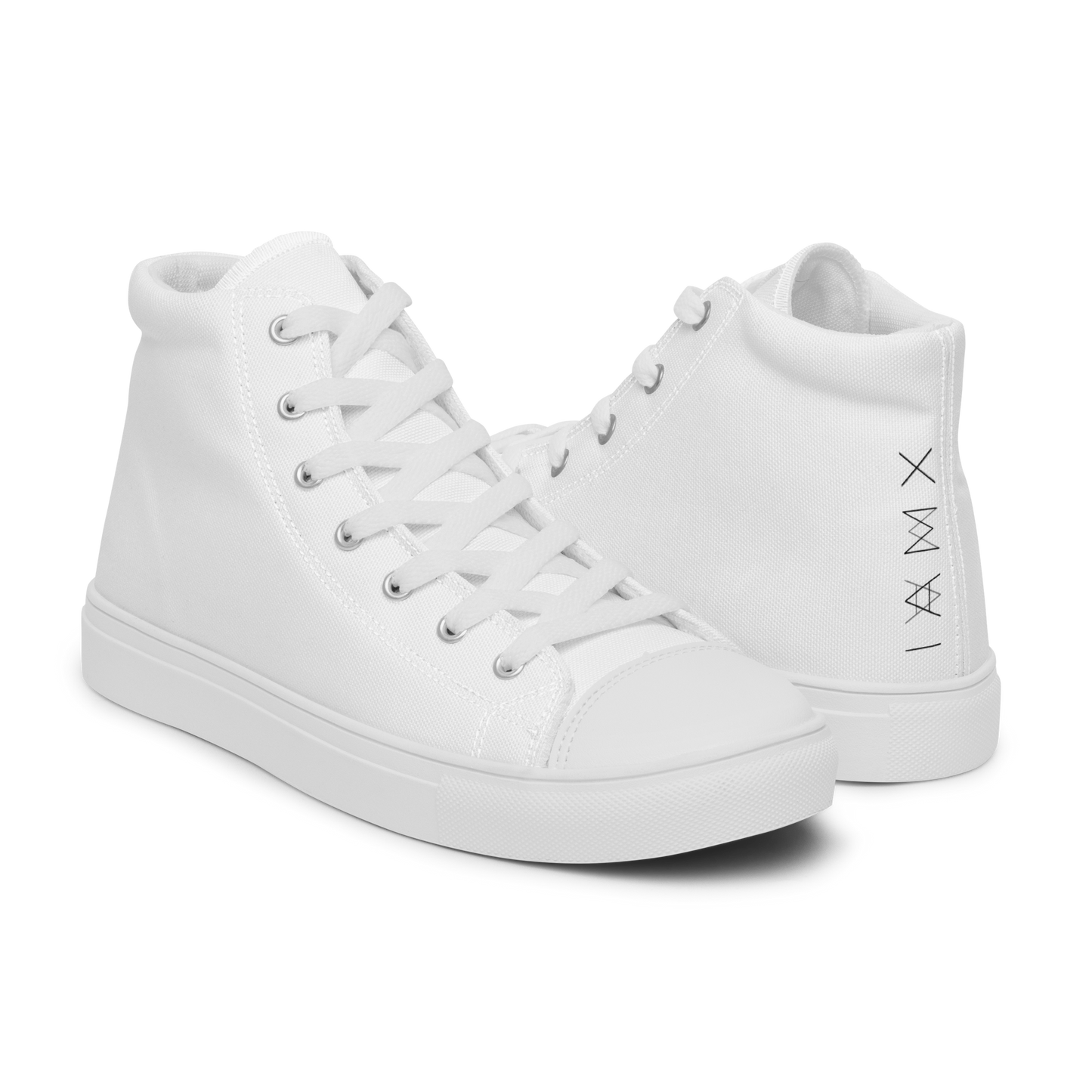 Men’s High Top Canvas Shoes - Mirror Logo - White