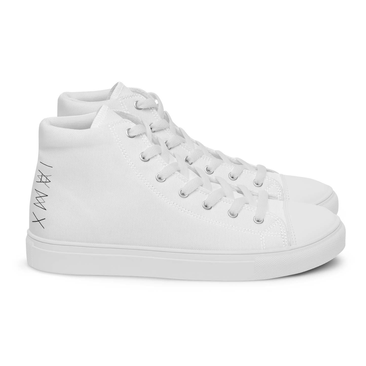 Men’s High Top Canvas Shoes - Mirror Logo - White