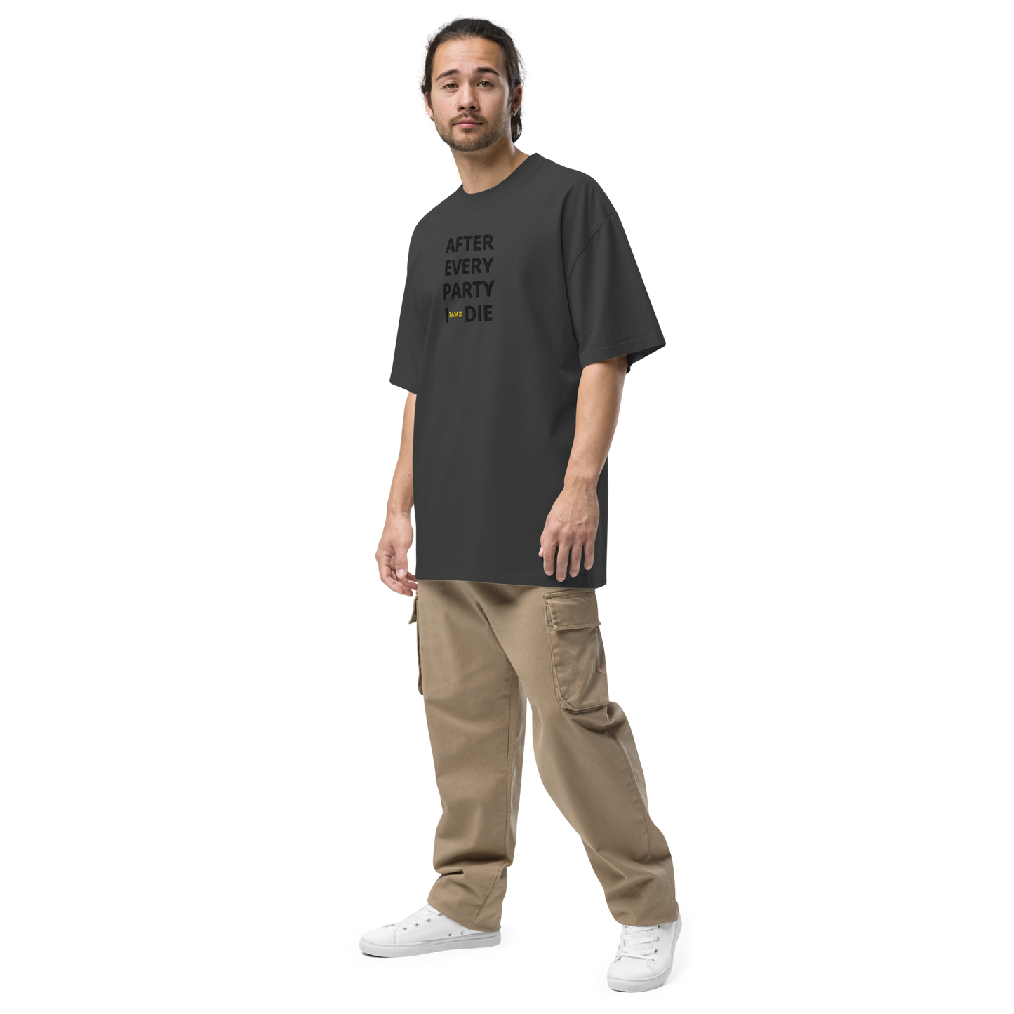 Oversized Faded T-Shirt - After Every Party I Die (Embroidered)