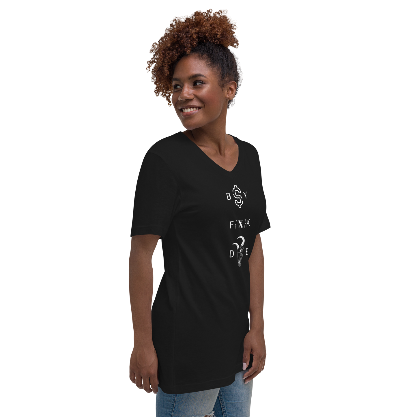 V-Neck T-Shirt Unisex - BUY F**K DIE