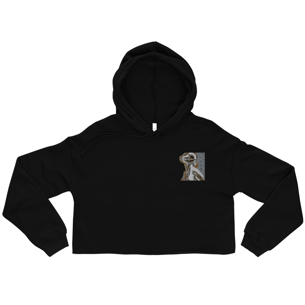 Cropped Hoodie - Fault Lines¹ Embroidered Artwork