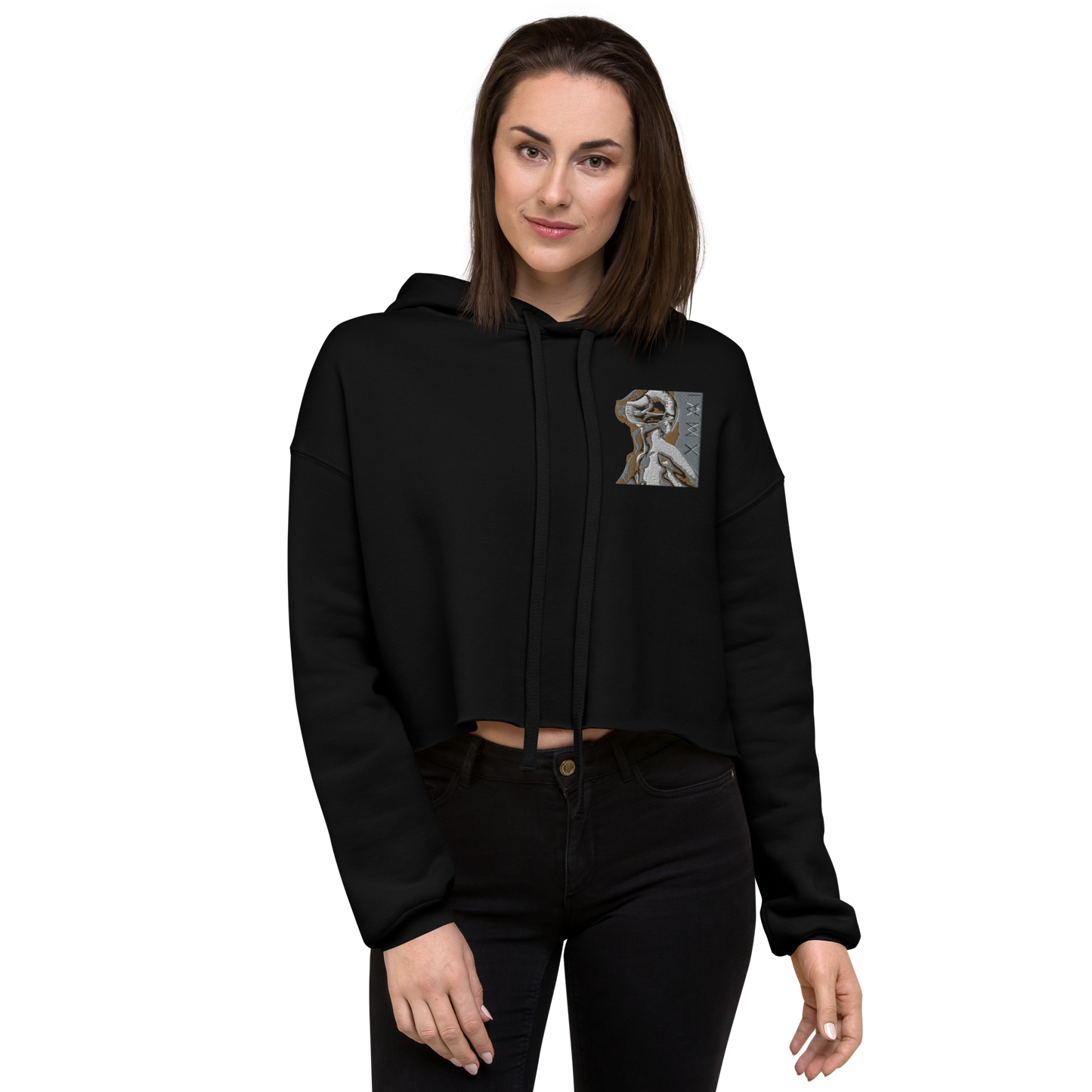 Cropped Hoodie - Fault Lines¹ Embroidered Artwork