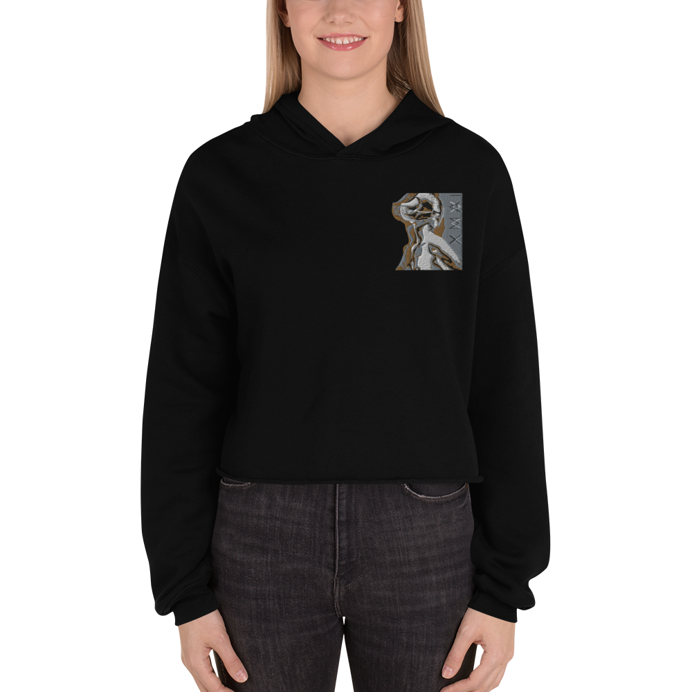 Cropped Hoodie - Fault Lines¹ Embroidered Artwork