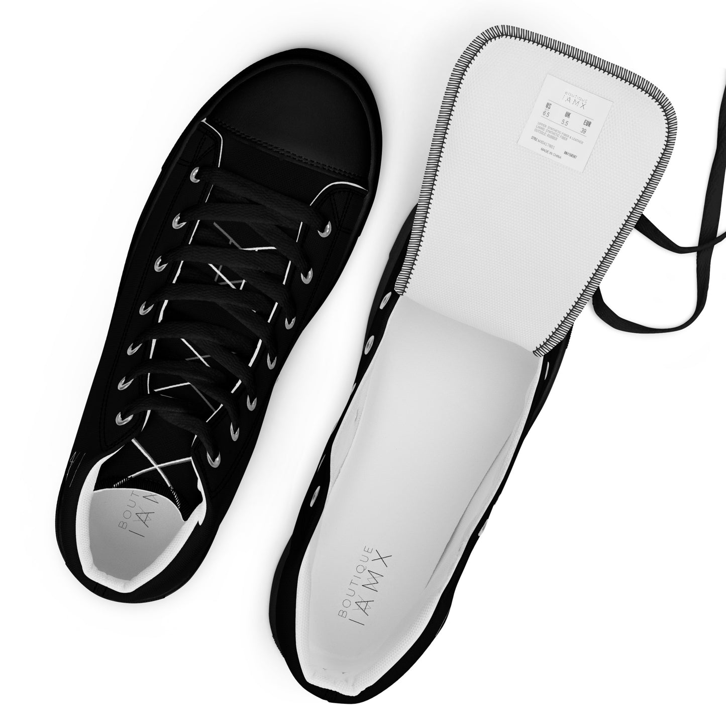 Women’s High Top Canvas Shoes - Mirror Logo - Black
