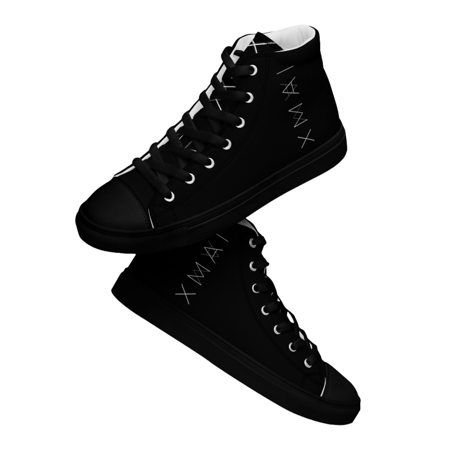 Women’s High Top Canvas Shoes - Mirror Logo - Black