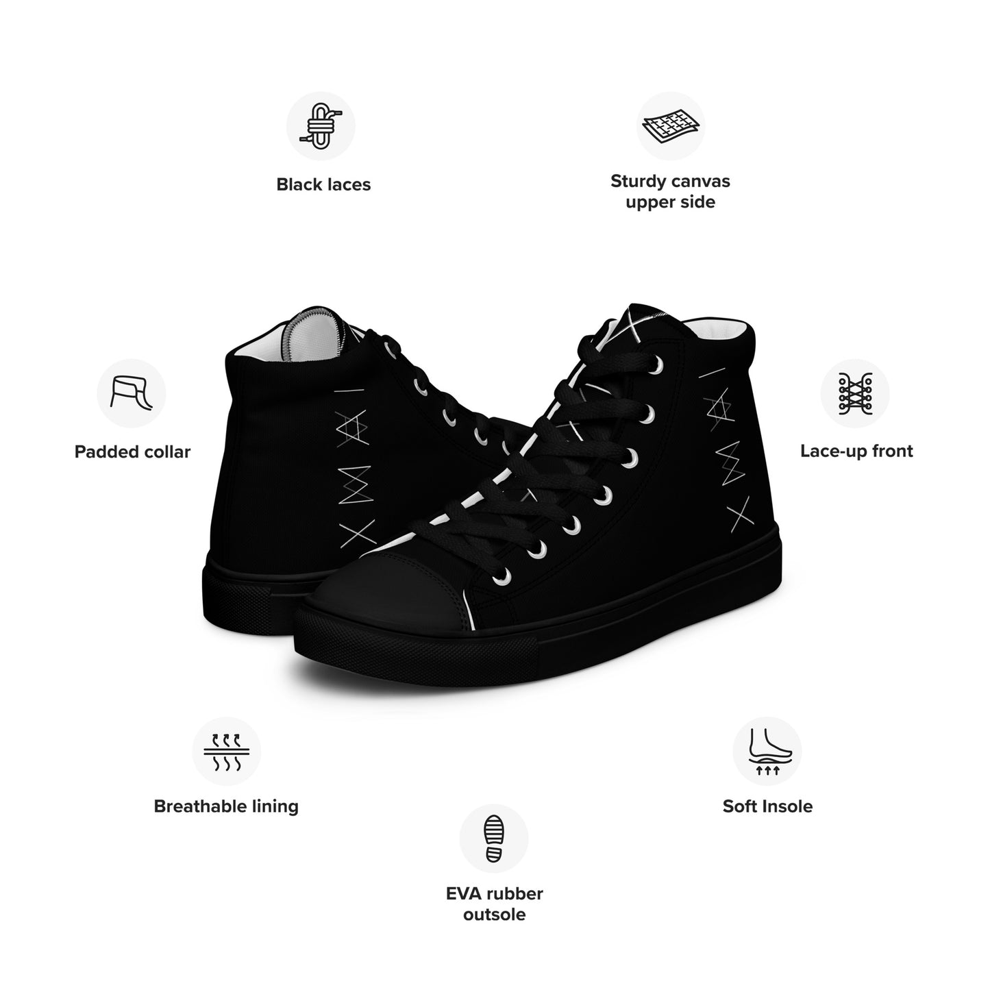 Women’s High Top Canvas Shoes - Mirror Logo - Black