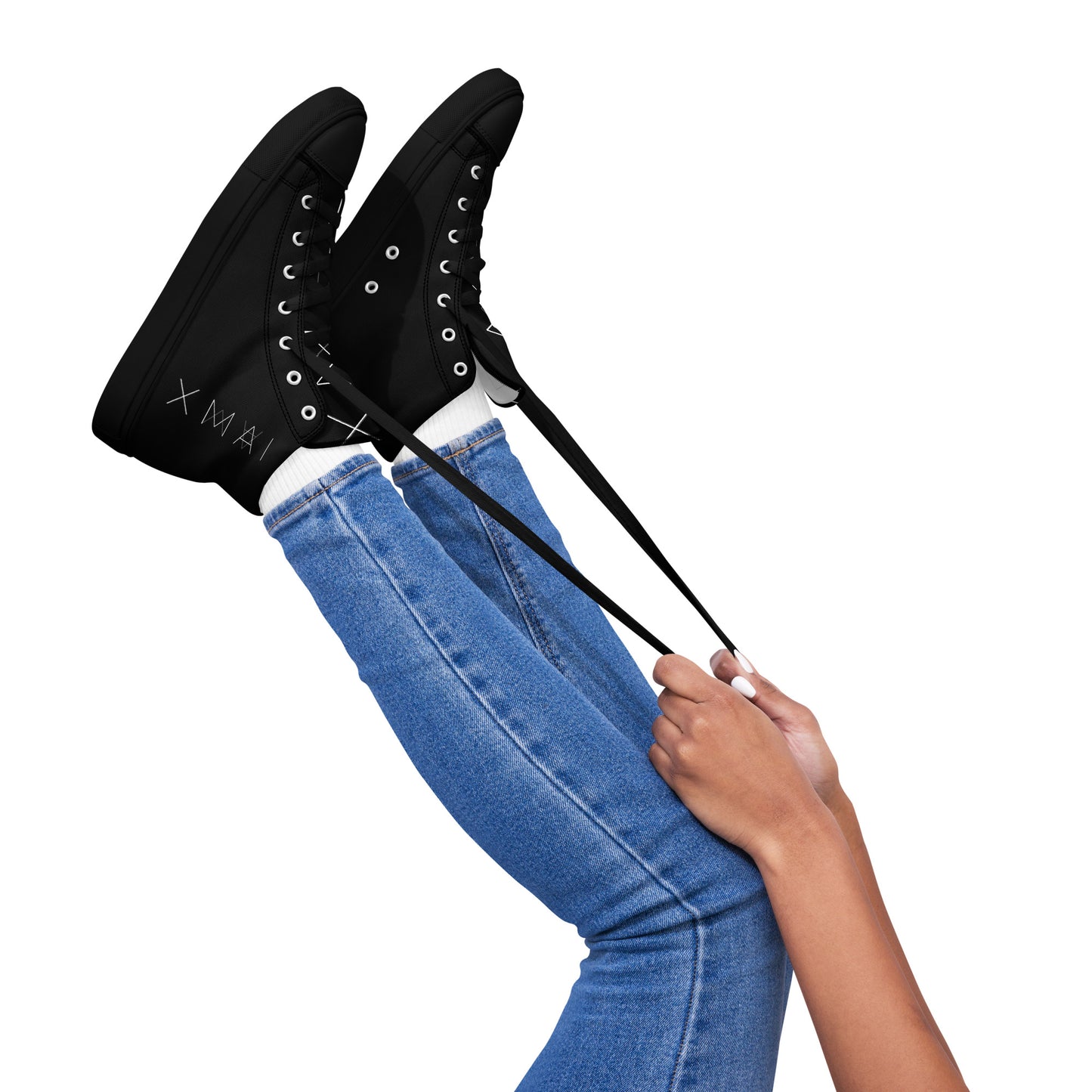 Women’s High Top Canvas Shoes - Mirror Logo - Black