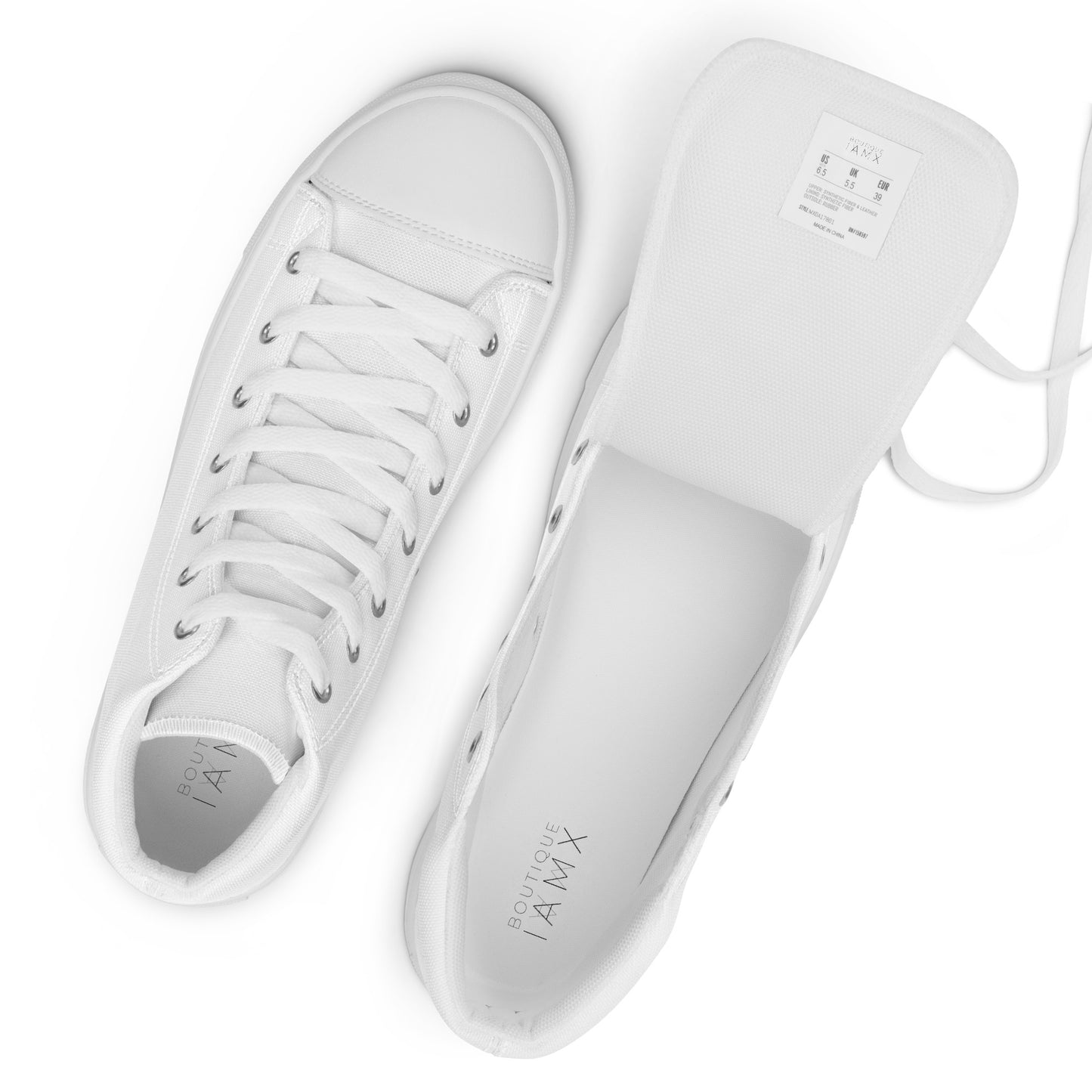 Women’s High Top Canvas Shoes - Mirror Logo - White