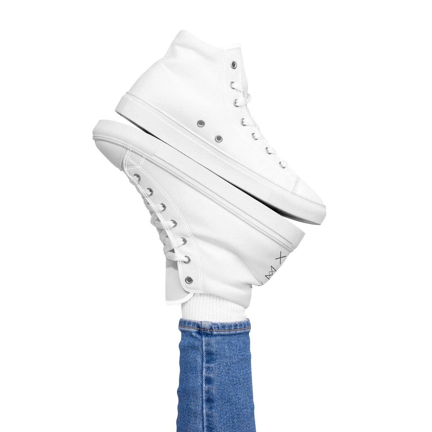 Women’s High Top Canvas Shoes - Mirror Logo - White