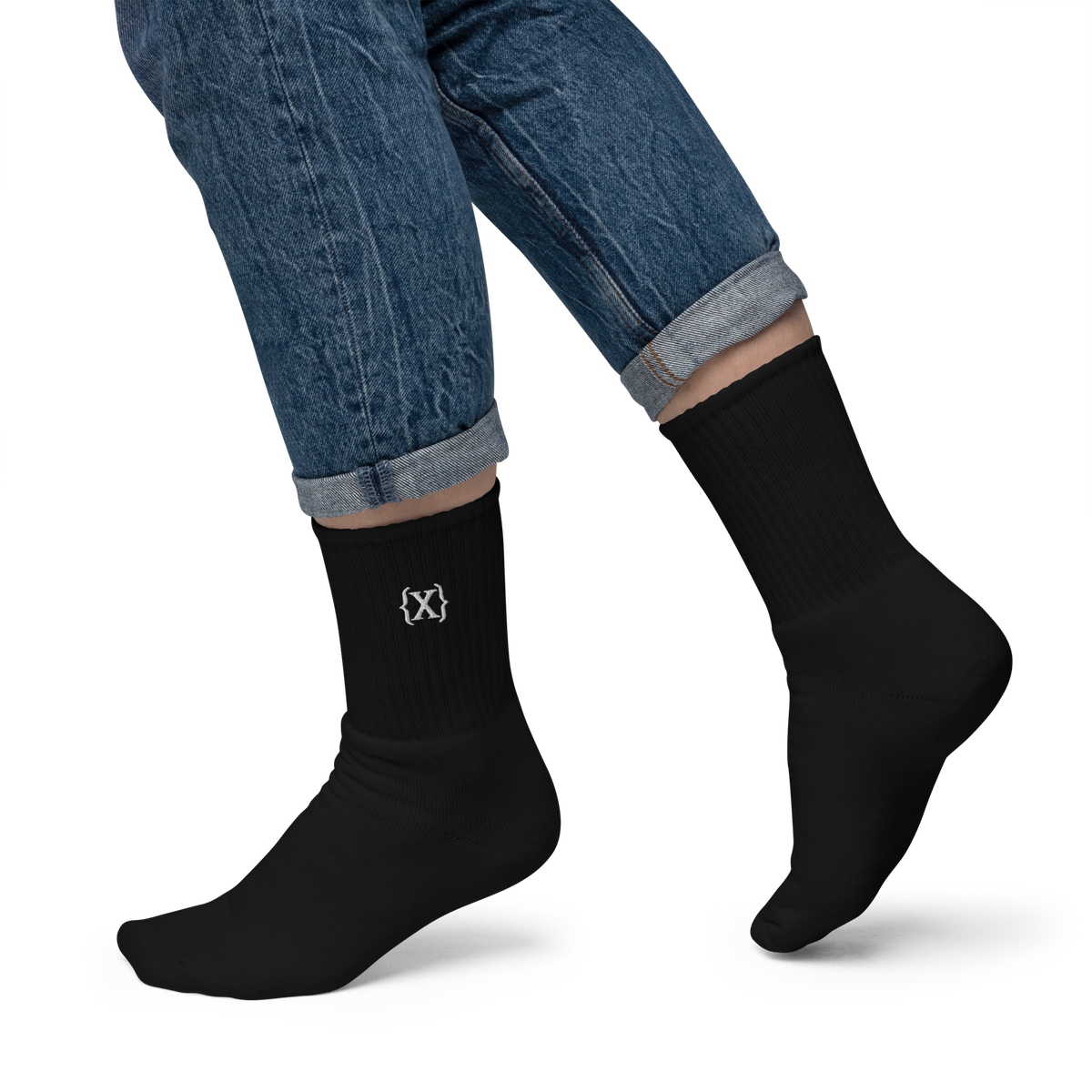 IAMX - {X} Logo Black Embroidered Socks