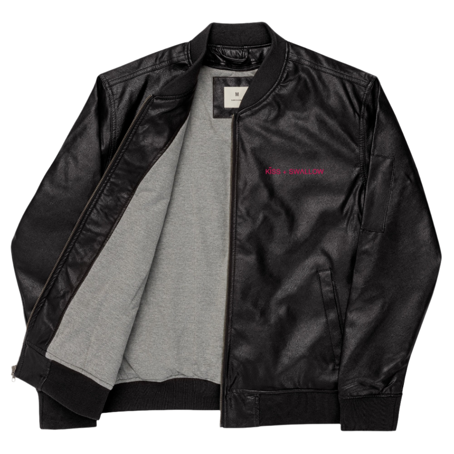 Faux Leather Bomber Jacket - Kiss + Swallow