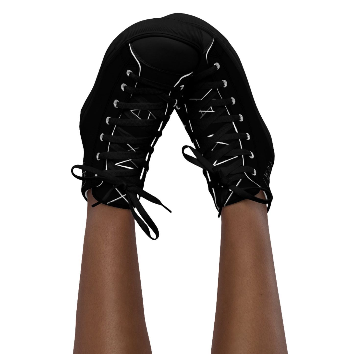 Women’s High Top Canvas Shoes - Mirror Logo - Black